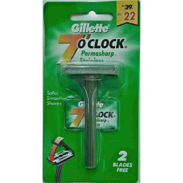 Gillette 7 o'Clock - Manual Super Platinum Razor -1 +2 BLEDES 